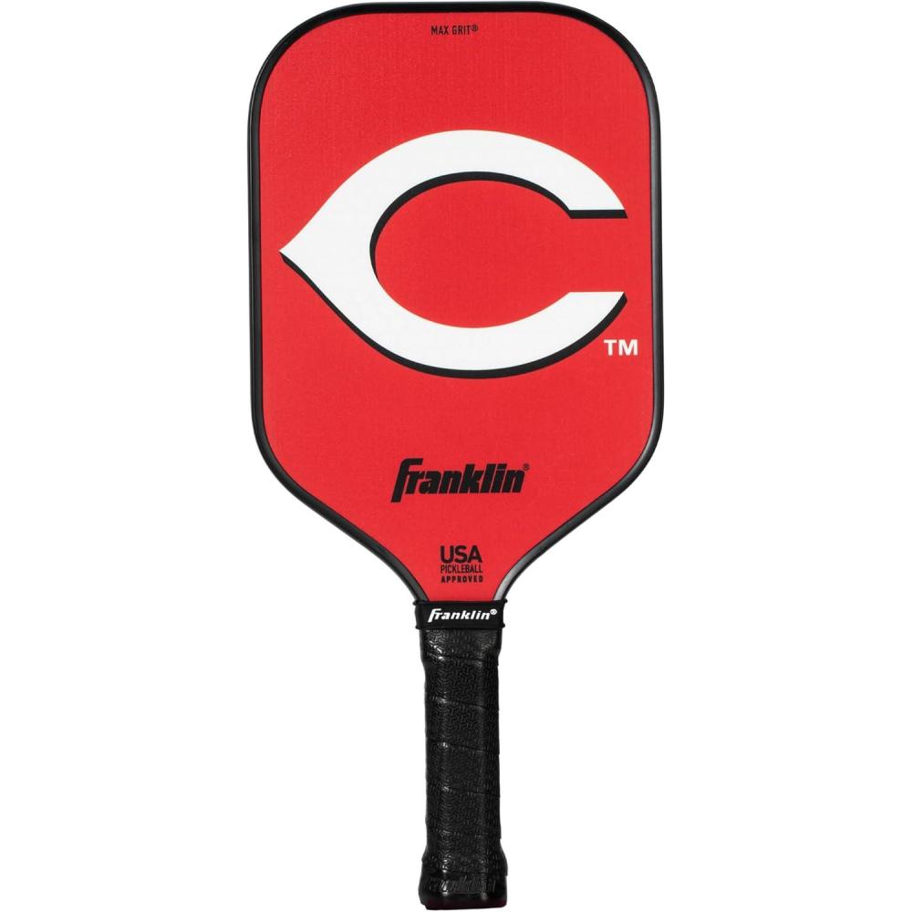 imageFranklin Sports MLB Team Pickleball Paddles  Official MLB Baseball Team Logo  Colors Pickleball Paddles  Signature Series 13MM Pickleball Paddle with MaxGrit  USA Pickleball USAPA ApprovedCincinnati Reds