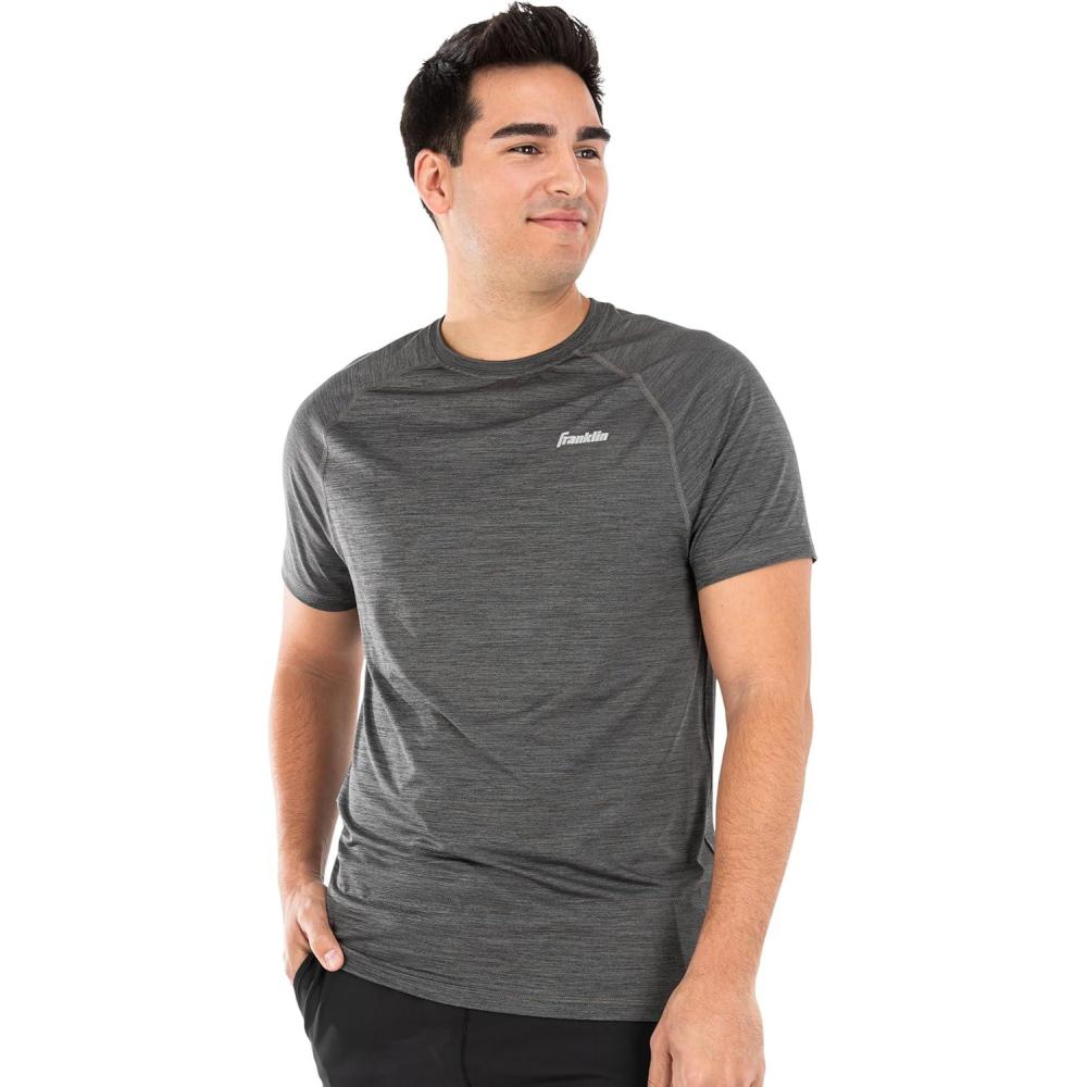 imageFranklin Sports Mens Performance Pickleball TShirt Workout Short Sleeve Quick Dry Athletic FabricCharcoal