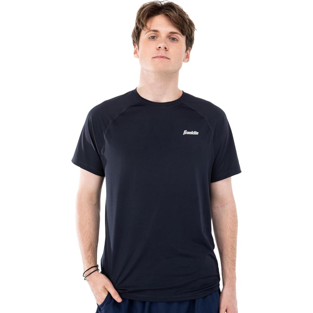 imageFranklin Sports Mens Performance Pickleball TShirt  Workout Short Sleeve  Quick Dry Athletic FabricNavy