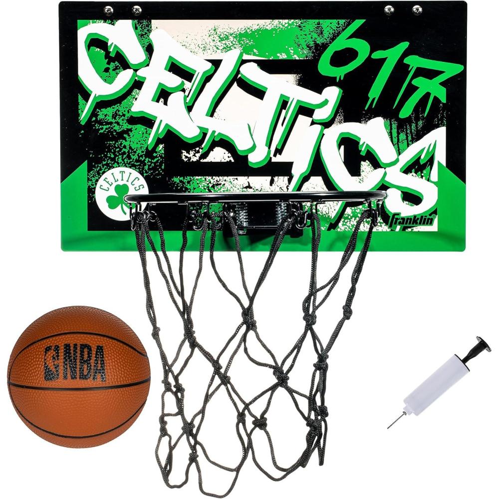 imageFranklin Sports NBA Team Over the Door Basketball Hoops  Kids Indoor Mini Basketball Hoop  Ball Set  NBA Fan Mini HoopsBoston Celtics