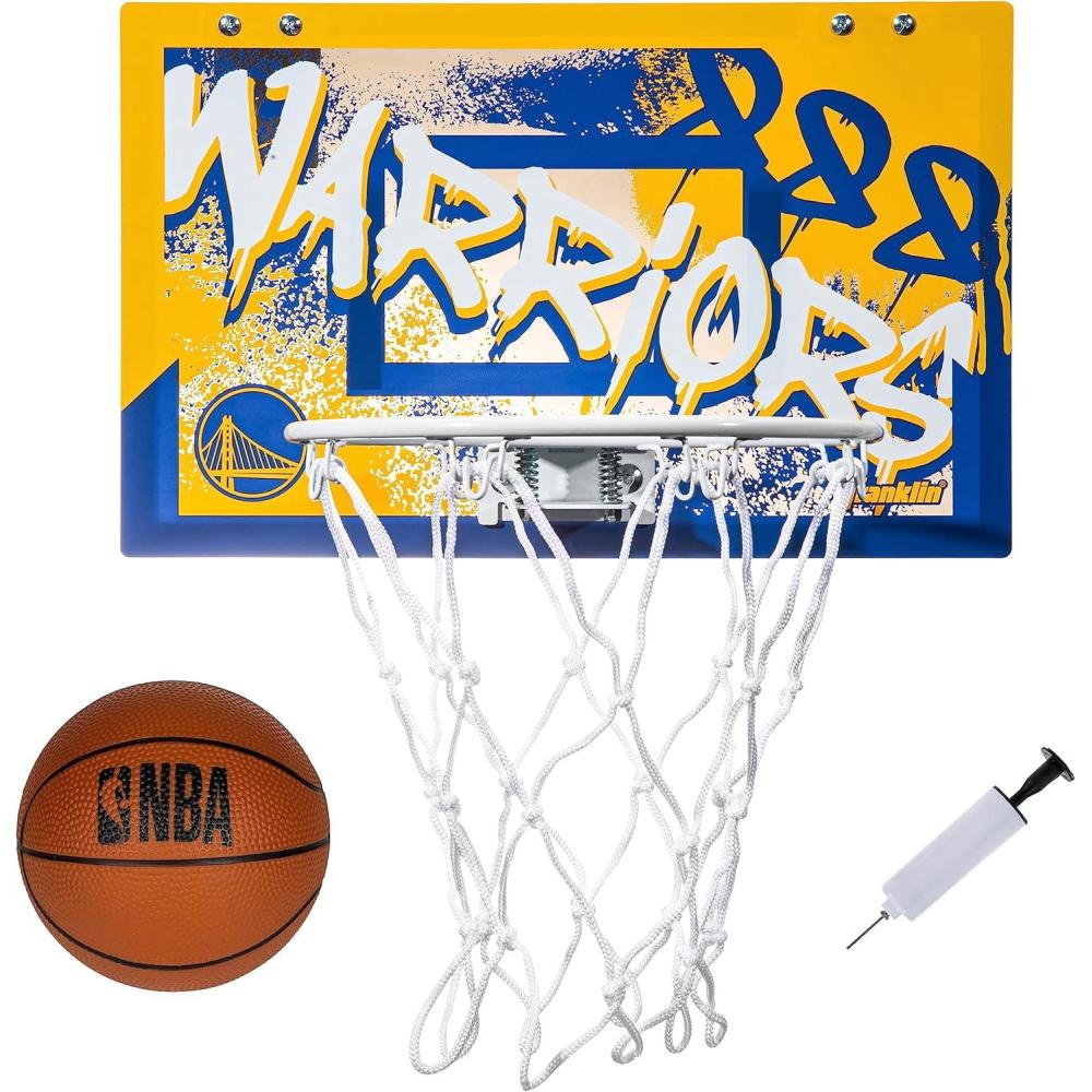 imageFranklin Sports NBA Team Over the Door Basketball Hoops  Kids Indoor Mini Basketball Hoop  Ball Set  NBA Fan Mini HoopsGolden State Warriors