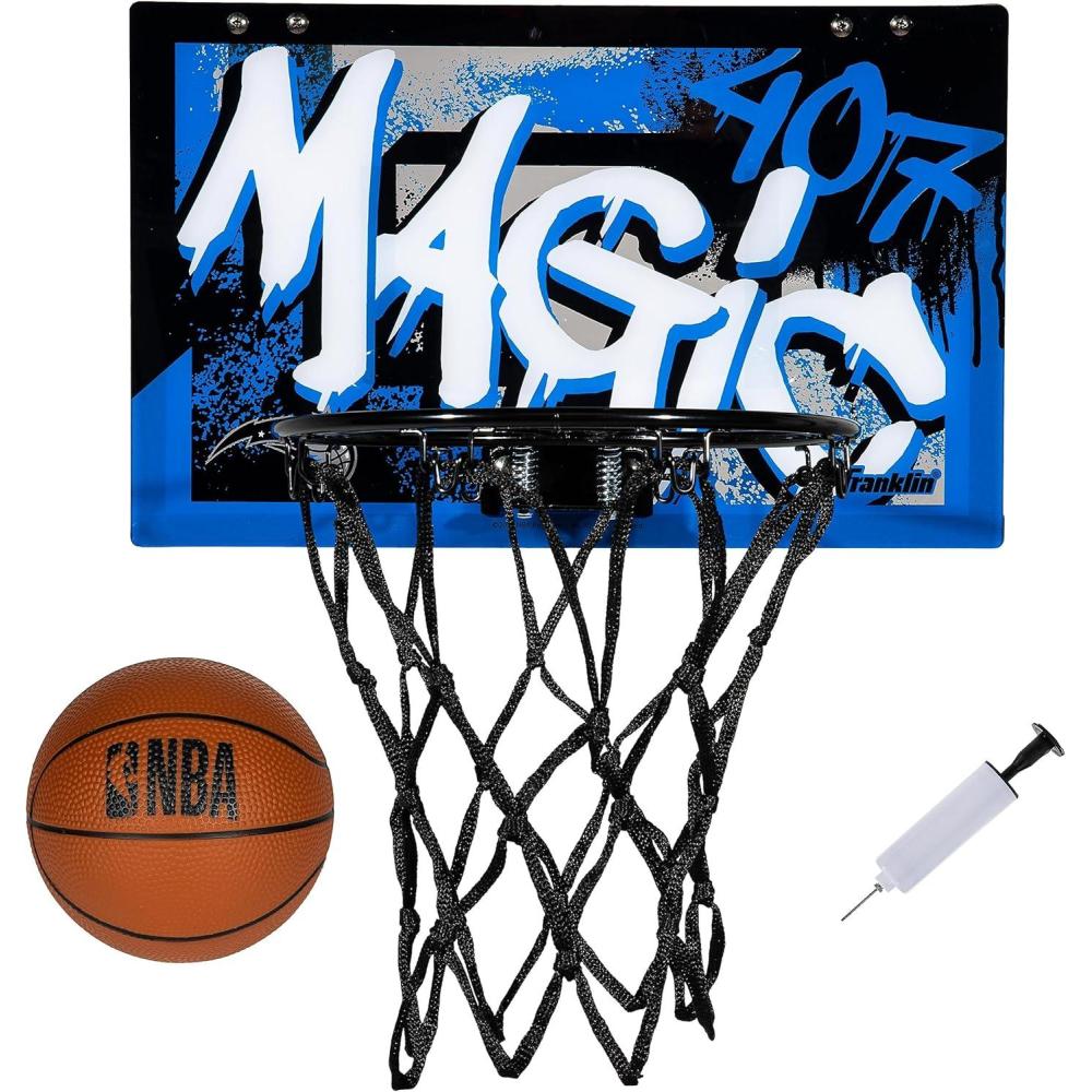 imageFranklin Sports NBA Team Over the Door Basketball Hoops  Kids Indoor Mini Basketball Hoop  Ball Set  NBA Fan Mini HoopsOrlando Magic