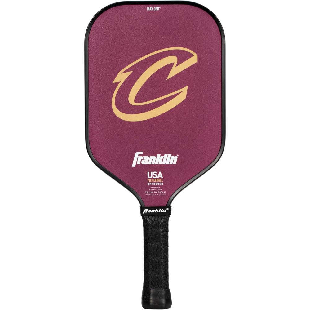 imageFranklin Sports NBA Team Pickleball Paddles Official NBA Basketball Team Logo Pickleball Paddles Signature Series 13MM Pickleball Paddle with MaxGrit USA Pickleball USAPA ApprovedCleveland Cavaliers