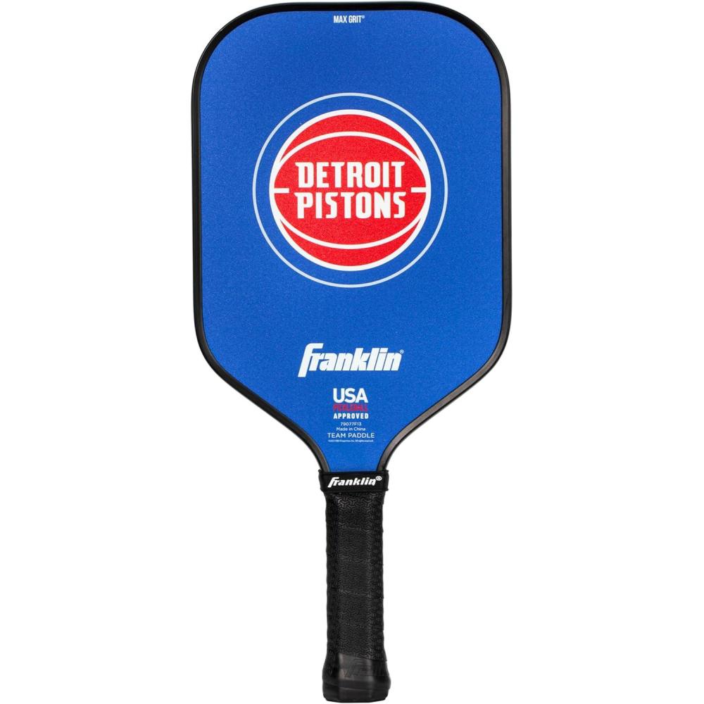 imageFranklin Sports NBA Team Pickleball Paddles  Official NBA Basketball Team Logo Pickleball Paddles  Signature Series 13MM Pickleball Paddle with MaxGrit  USA Pickleball USAPA ApprovedDetroit Pistons