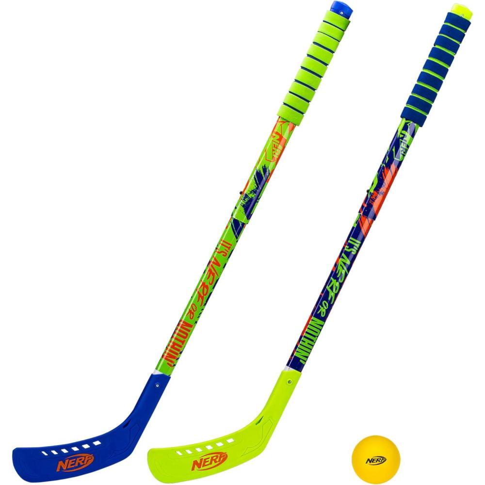 imageFranklin Sports NERF Proshot Kids Hockey SticksBall Set2 Player Youth IndoorOutdoor NERF Hockey Set2 in 1 KneeFloor Hockey Sticks2NERF Proshot Youth Hockey Sticks1Foam Hockey Ball Included