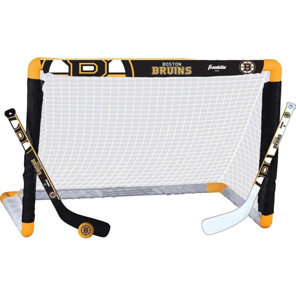 imageFranklin Sports NHL Mini Hockey Set Kids Indoor Knee Hockey Goal Ball 2 Stick Combo Youth Team Indoor Toy Set Official Ages 3Boston Bruins