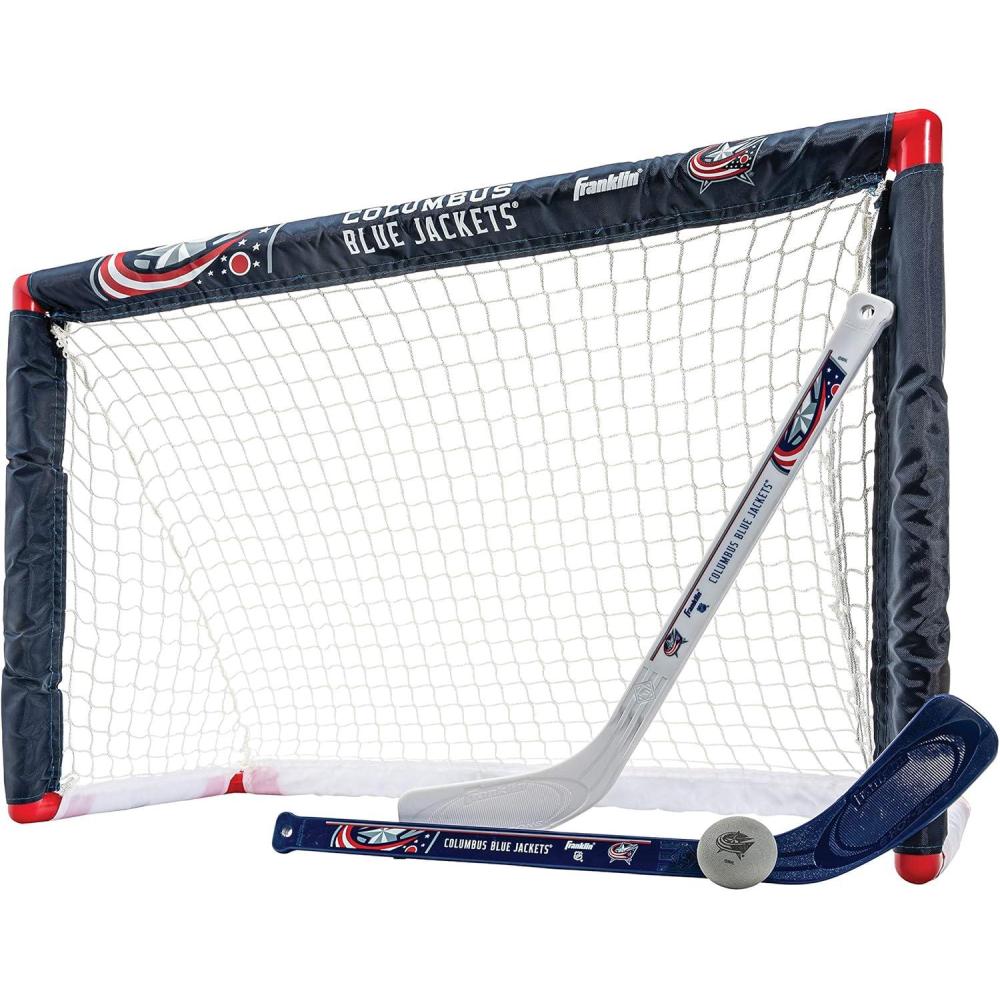 imageFranklin Sports NHL Mini Hockey Set  Kids Indoor Knee Hockey Goal Ball  2 Stick Combo  Youth Team Indoor Toy Set  Official  Ages 3Columbus Blue Jackets