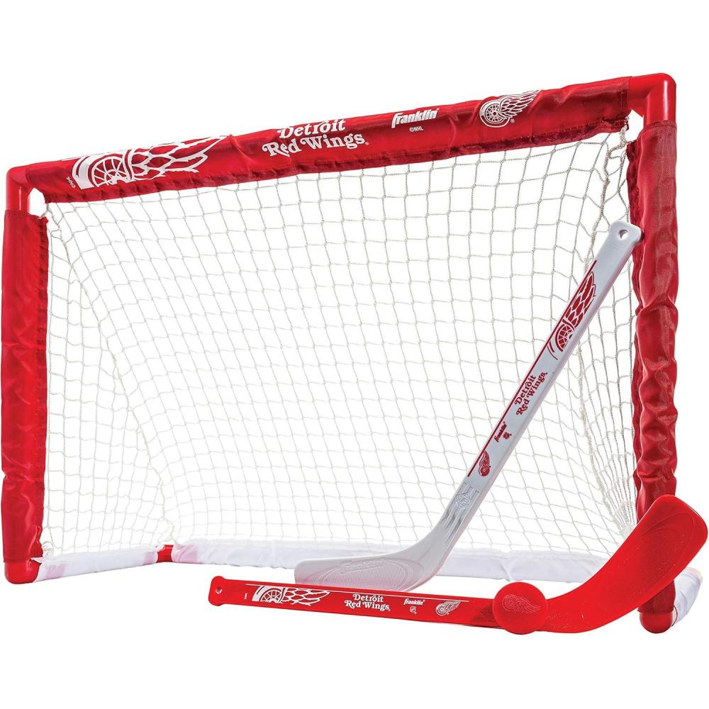 imageFranklin Sports NHL Mini Hockey Set  Kids Indoor Knee Hockey Goal Ball  2 Stick Combo  Youth Team Indoor Toy Set  Official  Ages 3Detroit Red Wings