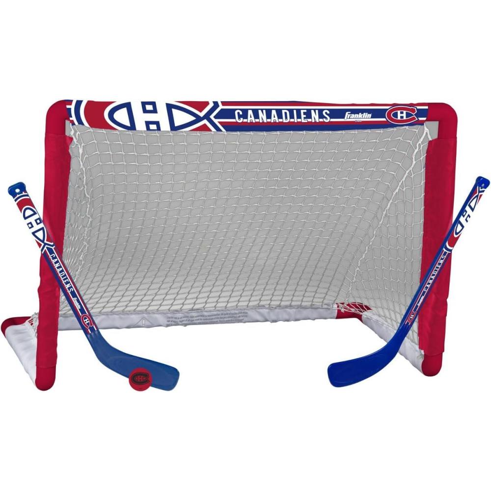 imageFranklin Sports NHL Mini Hockey Set Kids Indoor Knee Hockey Goal Ball 2 Stick Combo Youth Team Indoor Toy Set Official Ages 3Montreal Canadiens