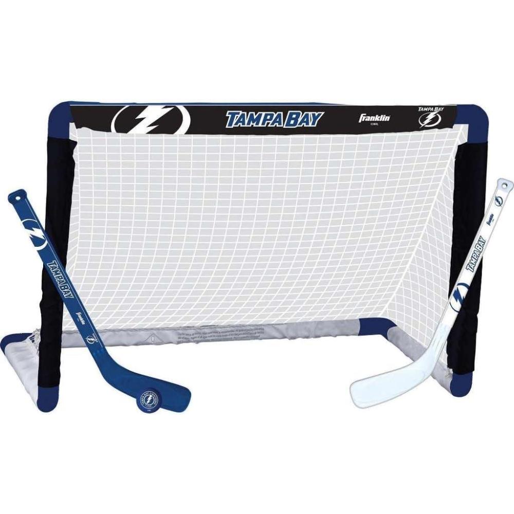 imageFranklin Sports NHL Mini Hockey Set  Kids Indoor Knee Hockey Goal Ball  2 Stick Combo  Youth Team Indoor Toy Set  Official  Ages 3Tampa Bay Lightning