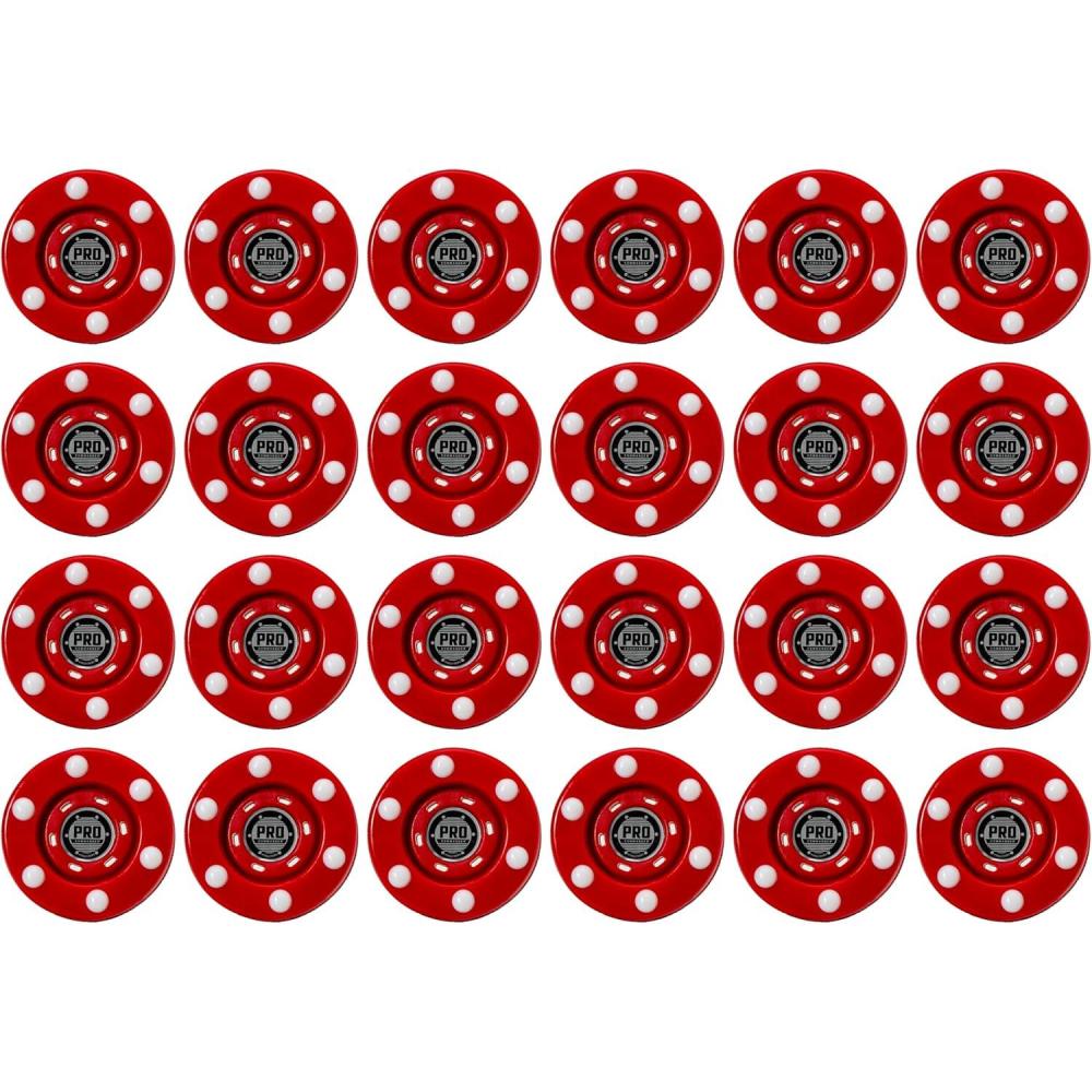 imageFranklin Sports NHL Street Roller Hockey Pucks Pro Commander Outdoor Roller Hockey Pucks for Practice Training Outdoor Hockey Street Pucks with Rollers 24 Bulk Packs 6 Packs Single PucksRed Pack of 24