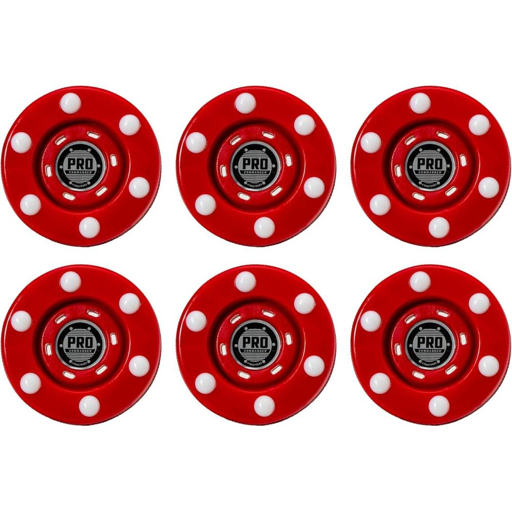 imageFranklin Sports NHL Street Roller Hockey Pucks Pro Commander Outdoor Roller Hockey Pucks for Practice Training Outdoor Hockey Street Pucks with Rollers 24 Bulk Packs 6 Packs Single PucksRed Pack of 6