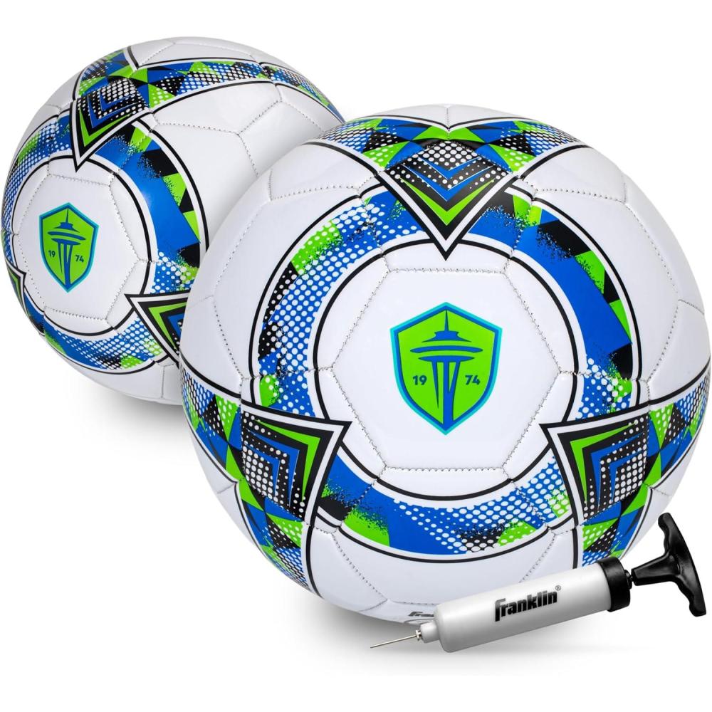 imageFranklin Sports Official MLS Team Soccer Balls  Official Size 5 Soccer Balls  Regulation Size  Weight Soccer Ball for Kids  Adults  Boys  Girls Soccer Ball  Air Pump IncludedFC Seattle Sounders