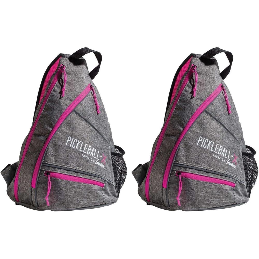imageFranklin Sports Pickleball Bags  Sling Bag Backpack for Gear  Equipment  Men  Women  Holds Paddles Balls  AccessoriesGrayPink