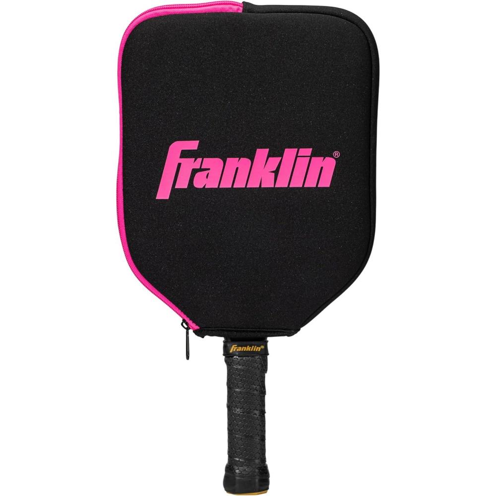 imageFranklin Sports Pickleball Paddle Cover  Protective Padded Cover with Fence Hook  Universal Size Paddle CaseBlackPink