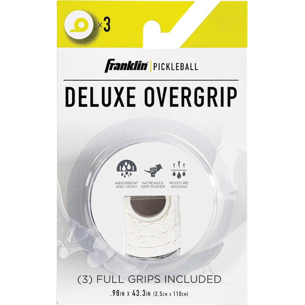 imageFranklin Sports Pickleball Paddle Overgrips Provides Extra Grip Slight Tackiness Durable ampamp StrongWhite
