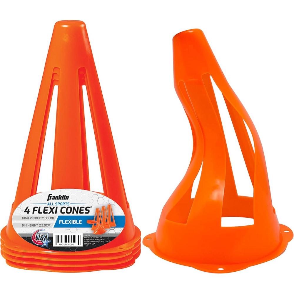 imageFranklin Sports Plastic Soccer Cones  Mini Sports Cones for Drills  Practice  Flexible Orange Goal Cones for Training  Games  9 InchesCone