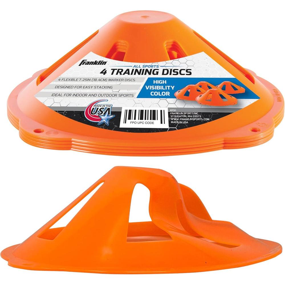 imageFranklin Sports Plastic Soccer Cones  Mini Sports Cones for Drills  Practice  Flexible Orange Goal Cones for Training  Games  9 InchesDiscs