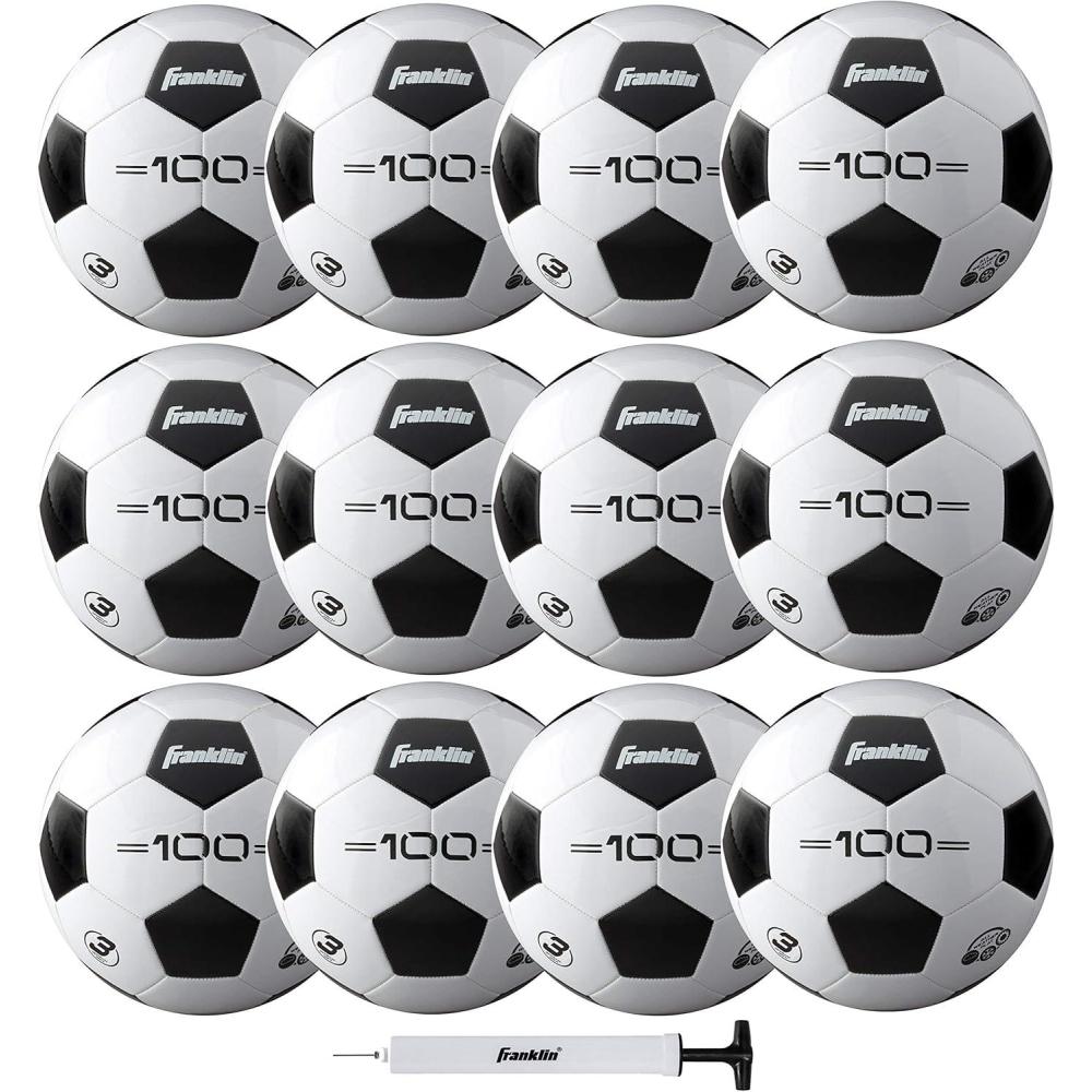 imageFranklin Sports Soccer Balls  Youth ampamp Adult  Sizes 3 4 ampamp 5  Single ampamp Bulk Packs  Black ampamp WhiteSize 3  12 Deflated Balls with Pump