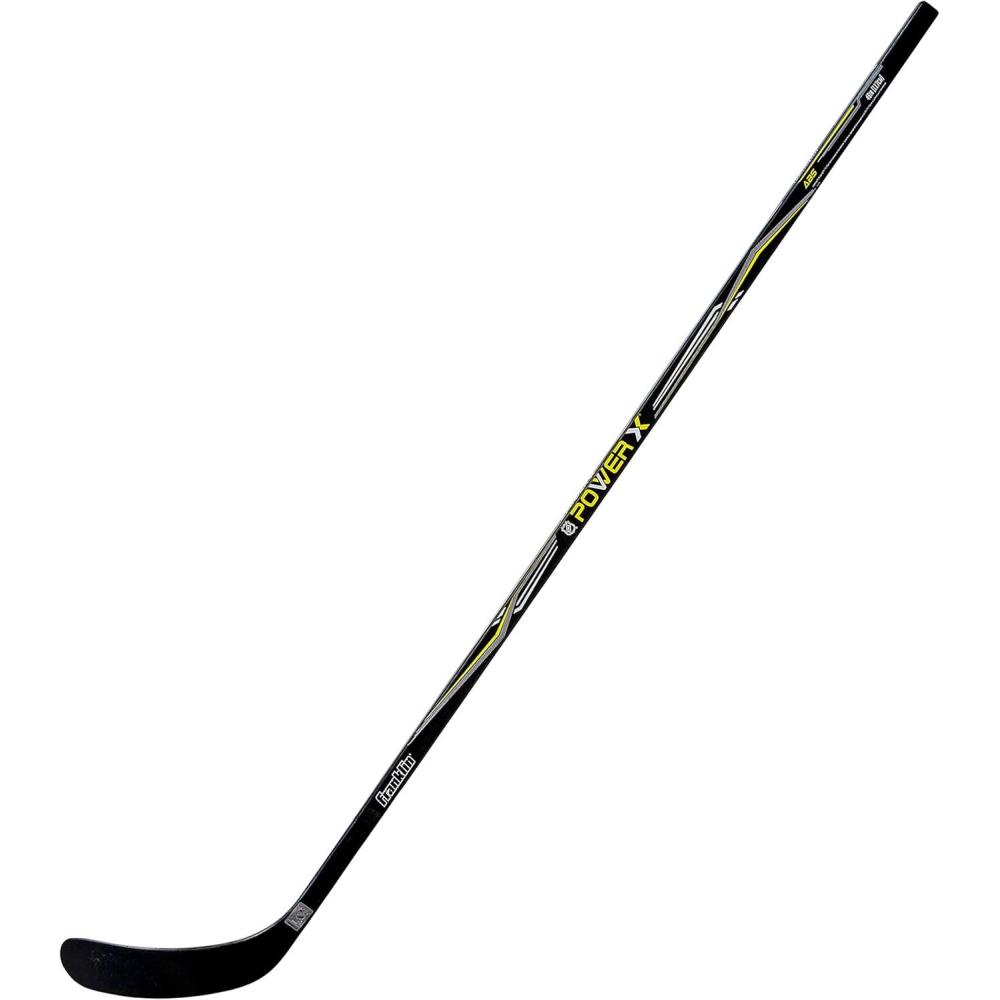 imageFranklin Sports Street Hockey Sticks Ambush Junior Street Hockey Stick Wood and Fiberglass Shaft ABS Blade One Piece Stick 46quot 52quot 58quotBlackYellow Power