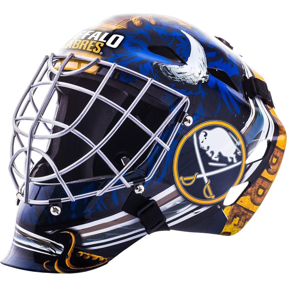 imageFranklin Sports Team Licensed NHL Hockey Goalie Face Mask  Goalie Mask for Kids Street Hockey  Youth NHL Team Street Hockey MasksBuffalo Sabres