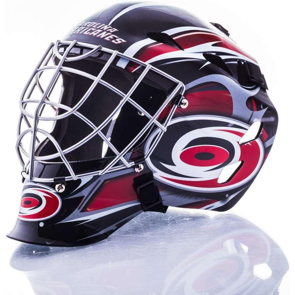 imageFranklin Sports Team Licensed NHL Hockey Goalie Face Mask  Goalie Mask for Kids Street Hockey  Youth NHL Team Street Hockey MasksCarolina Hurricanes