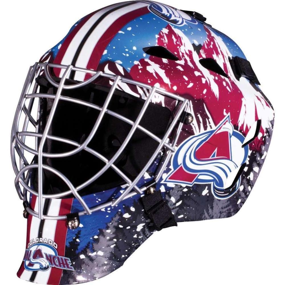 imageFranklin Sports Team Licensed NHL Hockey Goalie Face Mask  Goalie Mask for Kids Street Hockey  Youth NHL Team Street Hockey MasksColorado Avalanche