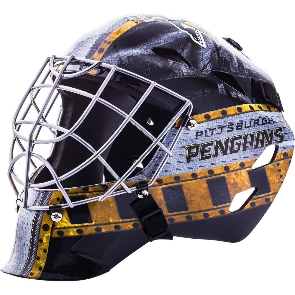 imageFranklin Sports Team Licensed NHL Hockey Goalie Face Mask  Goalie Mask for Kids Street Hockey  Youth NHL Team Street Hockey MasksPittsburgh Penguins