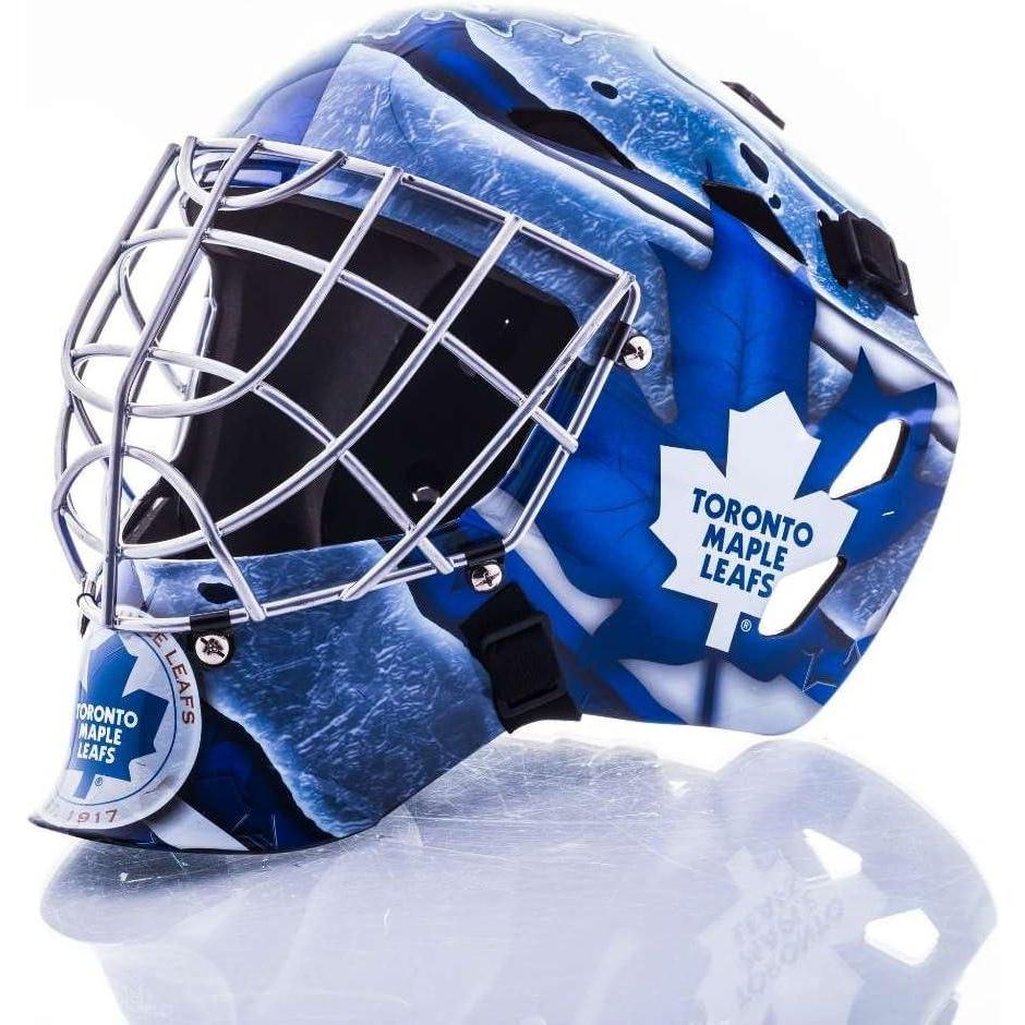 imageFranklin Sports Team Licensed NHL Hockey Goalie Face Mask  Goalie Mask for Kids Street Hockey  Youth NHL Team Street Hockey MasksToronto Maple Leafs