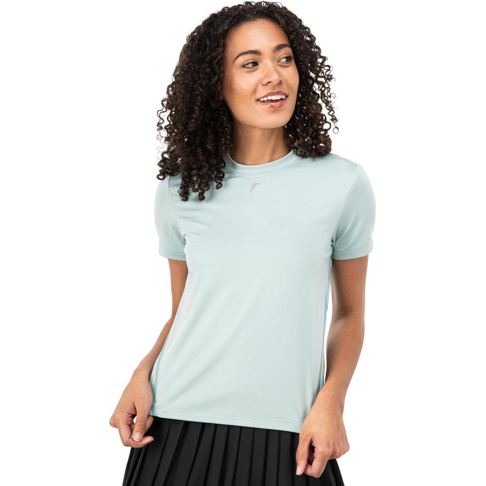 imageFranklin Sports Womens Active Performance Pickleball Top Short Sleeve TShirt Running Yoga Gym Lifestyle TeeAqua
