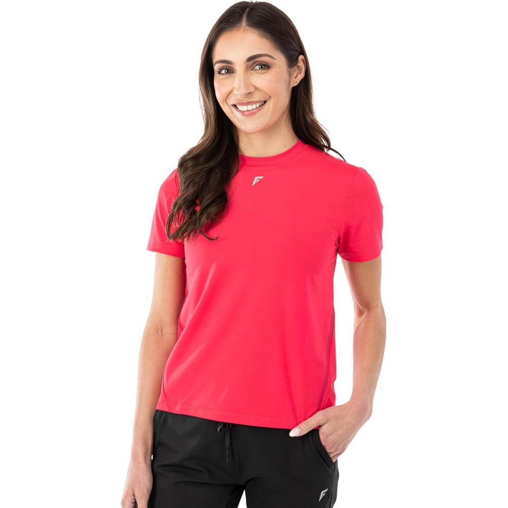 imageFranklin Sports Womens Active Performance Pickleball Top  Short Sleeve TShirt  Running Yoga Gym  Lifestyle TeePink