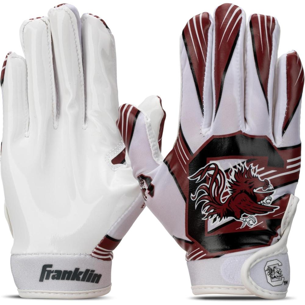 imageFranklin Sports Youth NCAA Football Receiver Gloves  Receiver Gloves for Kids  NCAA Team Logos and Silicone Palm  Youth Pair  Great for Games ampamp CostumesSouth Carolina Gamecocks