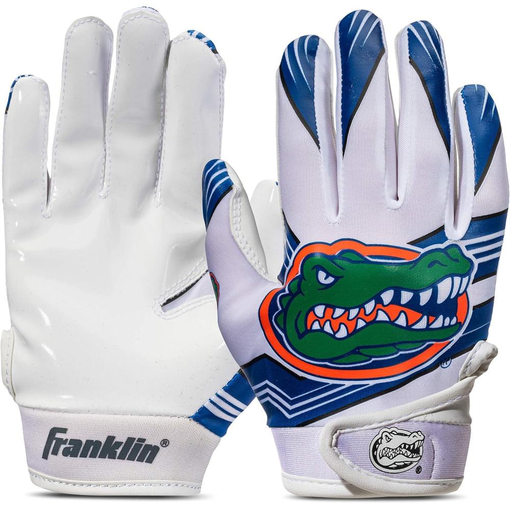 imageFranklin Sports Youth NCAA Football Receiver Gloves  Receiver Gloves for Kids  NCAA Team Logos and Silicone Palm  Youth Pair  Great for Games ampamp CostumesFlorida Gators