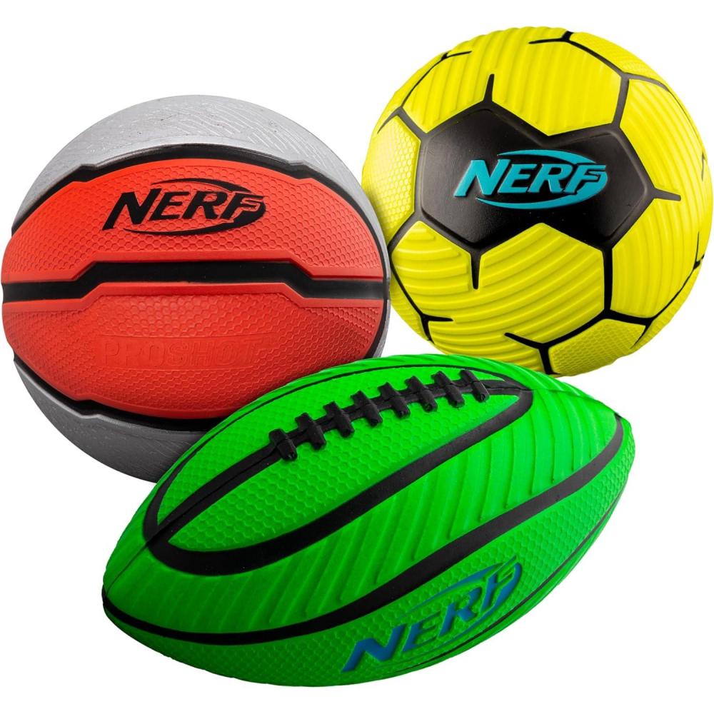 imageNerf Mini Foam Sports Ball Set  Foam Football Soccer Ball  Basketball Set Soft Foam Sports Set for KidsGreenOrangeYellow