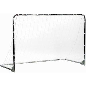 Franklin Sports Competition Soccer Goals – Backyard Portable Steel Soccer Goals – Adult + Youth Soccer Goal with Net + Ground Stakes Included – Multiple Sizes + Colors(Silver)