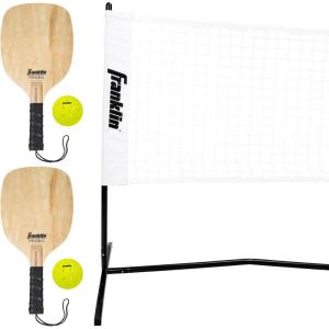 Franklin Sports Complete Half Court Size Pickleball Net Set – Includes 10ft Net, (2) Paddles, and (2) X-40 USA Pickleball Approved Balls(2 Paddle & 2 Ball Set)