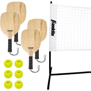 Franklin Sports Complete Half Court Size Pickleball Net Set – Includes 10ft Net, (2) Paddles, and (2) X-40 USA Pickleball Approved Balls(4 Paddle & 6 Ball Set)