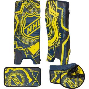Franklin Sports Kids Street Hockey Goalie Pads Set – Youth Mini + Street Hockey Goalie Gear – Junior Blocker, Glove + Pads – Adjustable Kids Street Hockey Equipment – Youth Medium,Black/Optic Yellow