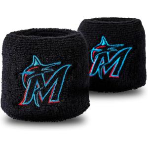 Franklin Sports MLB Team Licensed Baseball Wristbands – MLB Team Logo Sweat Wristbands – Great for Costumes + Uniforms – Pair(Miami Marlins)
