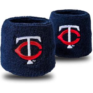 Franklin Sports MLB Team Licensed Baseball Wristbands – MLB Team Logo Sweat Wristbands – Great for Costumes + Uniforms – Pair(Minnesota Twins)