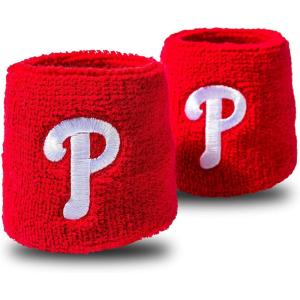 Franklin Sports MLB Team Licensed Baseball Wristbands – MLB Team Logo Sweat Wristbands – Great for Costumes + Uniforms – Pair(Philadelphia Phillies)