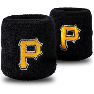 Franklin Sports MLB Team Licensed Baseball Wristbands – MLB Team Logo Sweat Wristbands – Great for Costumes + Uniforms – Pair(Pittsburgh Pirates)