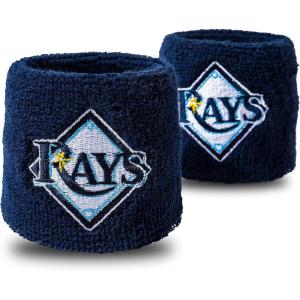 Franklin Sports MLB Team Licensed Baseball Wristbands – MLB Team Logo Sweat Wristbands – Great for Costumes + Uniforms – Pair(Tampa Bay Rays)