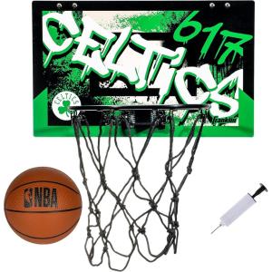 Franklin Sports NBA Team Over the Door Basketball Hoops – Kids Indoor Mini Basketball Hoop + Ball Set – NBA Fan Mini Hoops(Boston Celtics)
