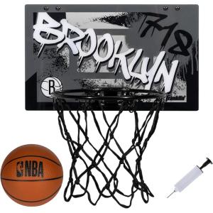 Franklin Sports NBA Team Over the Door Basketball Hoops – Kids Indoor Mini Basketball Hoop + Ball Set – NBA Fan Mini Hoops(Brooklyn Nets)
