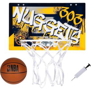 Franklin Sports NBA Team Over the Door Basketball Hoops – Kids Indoor Mini Basketball Hoop + Ball Set – NBA Fan Mini Hoops(Denver Nuggets)