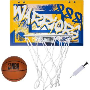 Franklin Sports NBA Team Over the Door Basketball Hoops – Kids Indoor Mini Basketball Hoop + Ball Set – NBA Fan Mini Hoops(Golden State Warriors)