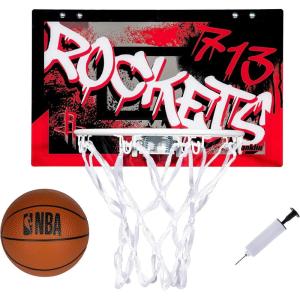 Franklin Sports NBA Team Over the Door Basketball Hoops – Kids Indoor Mini Basketball Hoop + Ball Set – NBA Fan Mini Hoops(Houston Rockets)