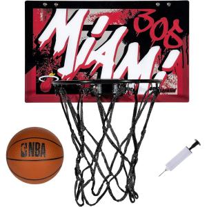 Franklin Sports NBA Team Over the Door Basketball Hoops – Kids Indoor Mini Basketball Hoop + Ball Set – NBA Fan Mini Hoops(Miami Heat)