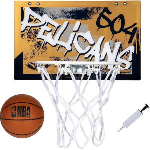 Franklin Sports NBA Team Over the Door Basketball Hoops – Kids Indoor Mini Basketball Hoop + Ball Set – NBA Fan Mini Hoops(New Orleans Pelicans)
